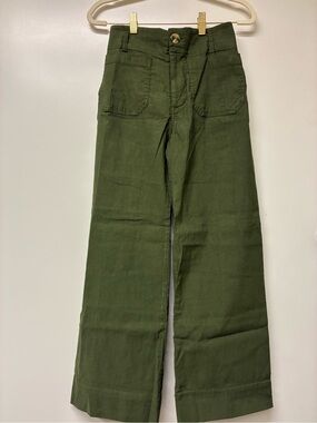 Anthropologie Maeve Olive Holly Green Wide Leg Pants 24
